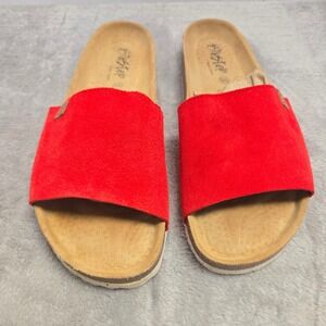 Biostep Womens Red Suede Leather Slide Sandals Made in Spain Size 9.5